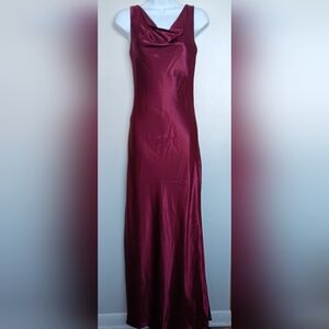 a.b.s. Evening Collection Elegant Burgundy Hi Low Gown Satin Blend Sz 2